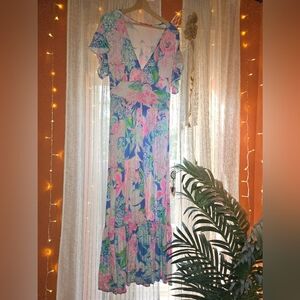 Blue and Pink Floral Maxi Sundress